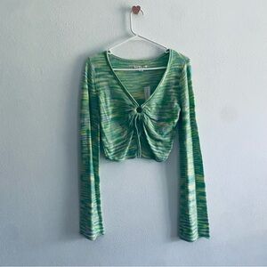 NWT American Eagle Women's Green Bell Sleeve Knit Crop Top